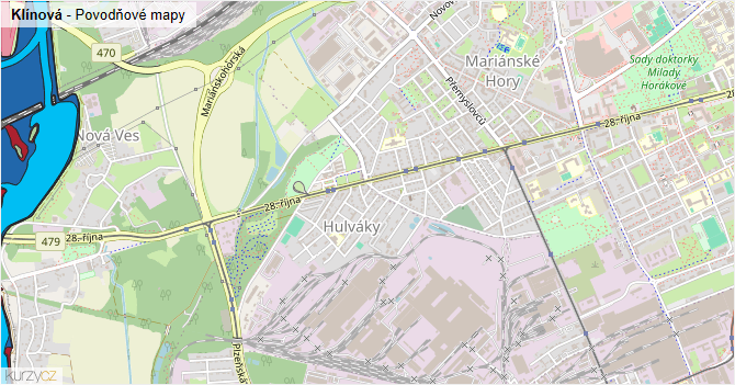 Klínová - záplavové mapy stoleté vody
