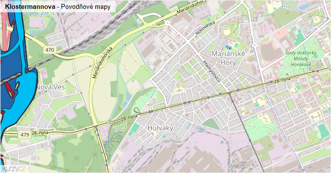Klostermannova - záplavové mapy stoleté vody