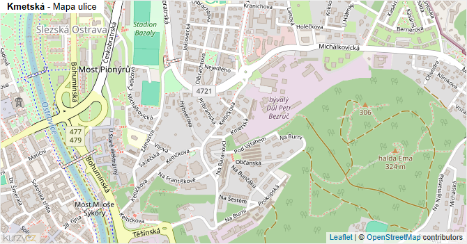 Kmetská - mapa ulice