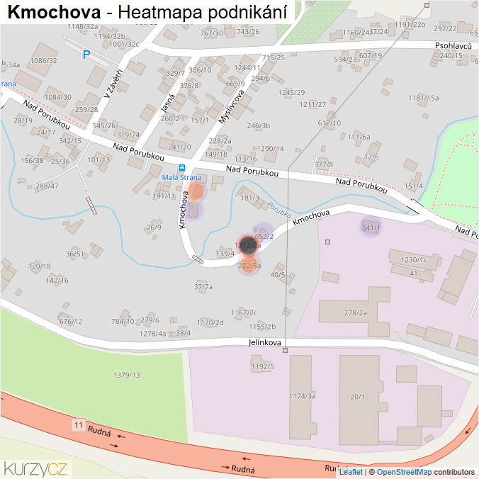 Mapa Kmochova - Firmy v ulici.