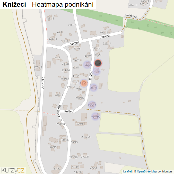 Mapa Knížecí - Firmy v ulici.