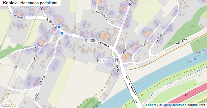 Koblov - mapa podnikání