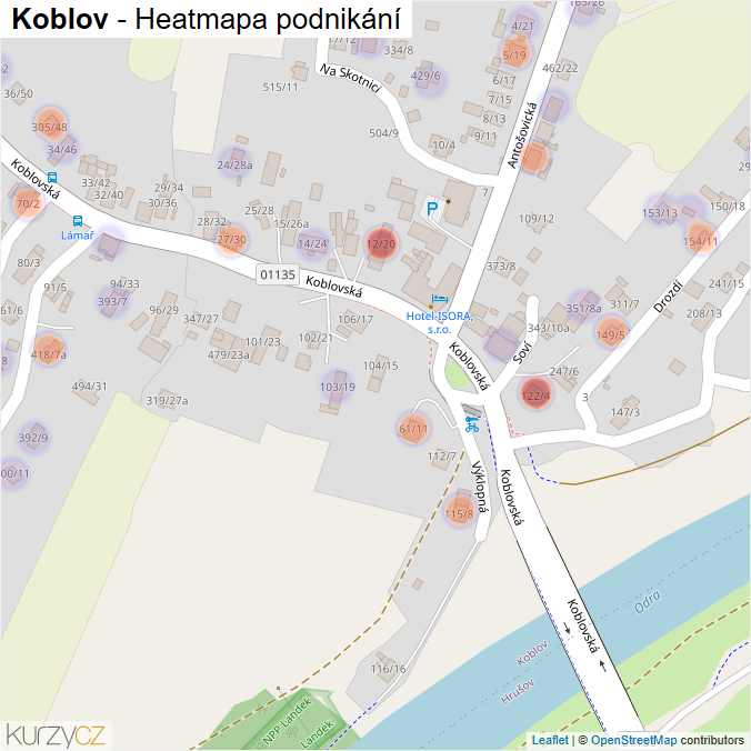 Mapa Koblov - Firmy v části obce.