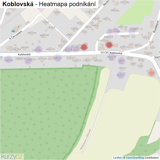 Mapa Koblovská - Firmy v ulici.