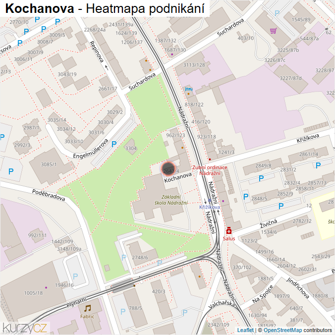 Mapa Kochanova - Firmy v ulici.