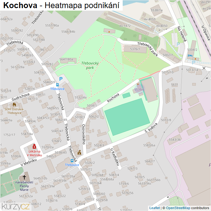 Mapa Kochova - Firmy v ulici.