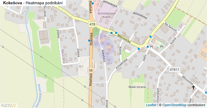 Kokešova - mapa podnikání