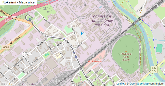 Koksární - mapa ulice