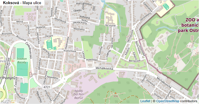 Koksová - mapa ulice