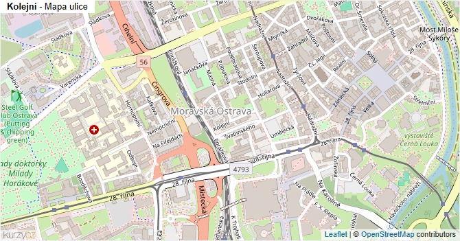 Kolejní - mapa ulice