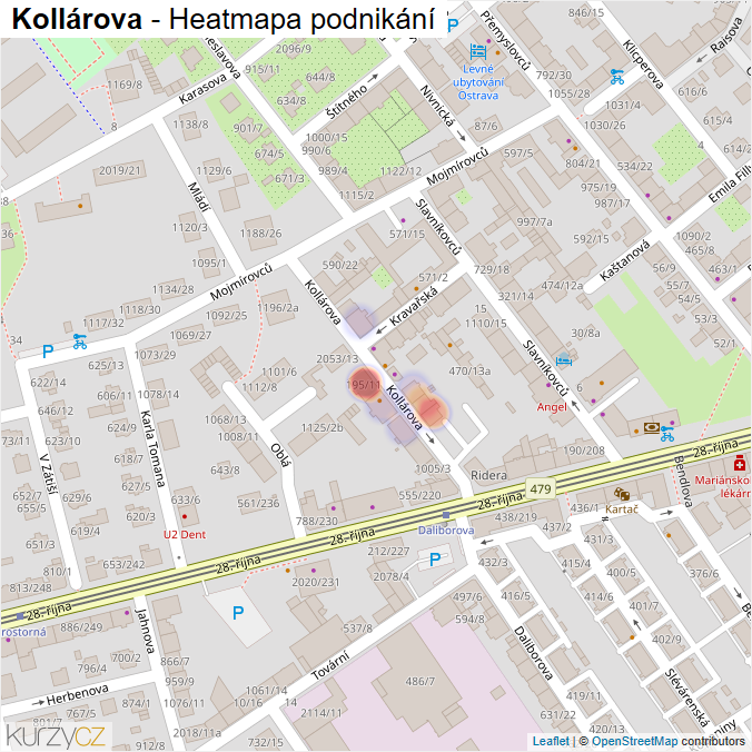 Mapa Kollárova - Firmy v ulici.