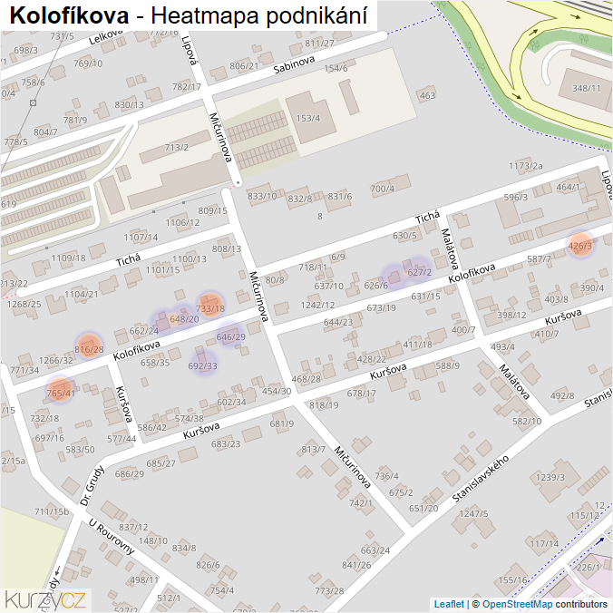 Mapa Kolofíkova - Firmy v ulici.