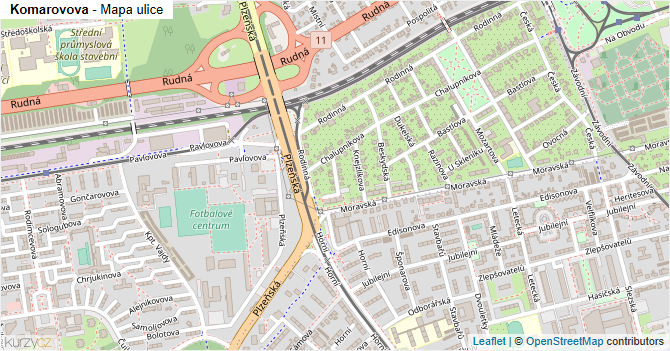 Komarovova - mapa ulice