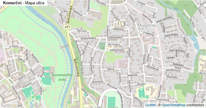 Komerční - mapa ulice