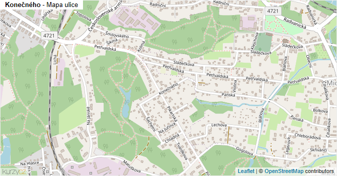 Konečného - mapa ulice