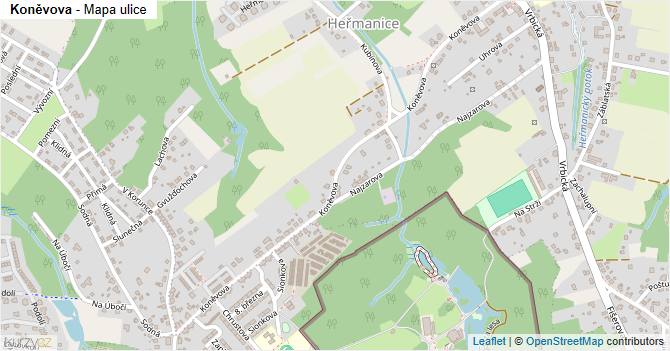 Koněvova - mapa ulice