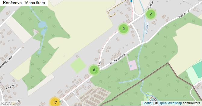Koněvova - mapa firem