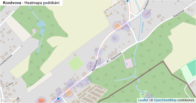 Koněvova - mapa podnikání