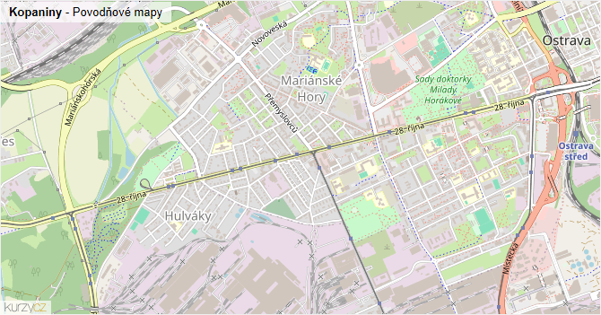 Kopaniny - záplavové mapy stoleté vody