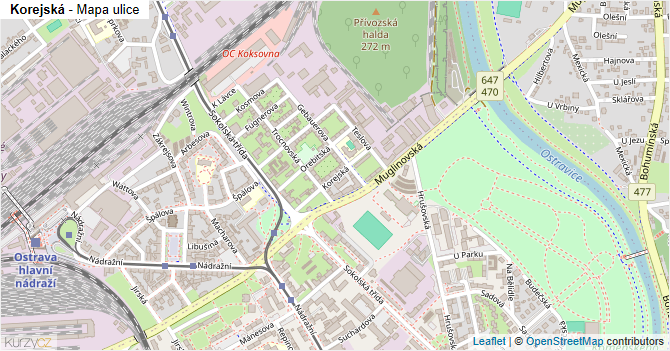 Korejská - mapa ulice