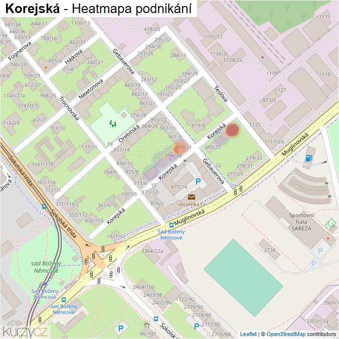 Mapa Korejská - Firmy v ulici.
