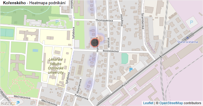 Kořenského - mapa podnikání