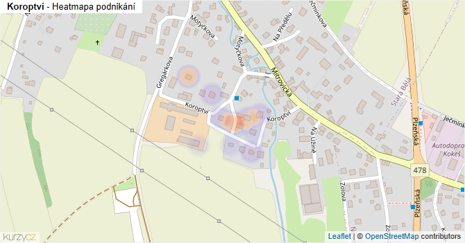 Koroptví - mapa podnikání