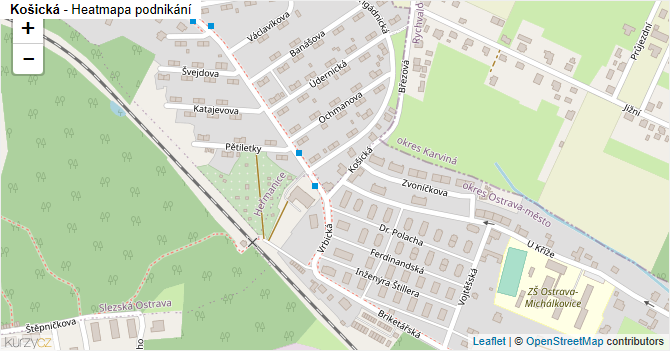 Košická - mapa podnikání