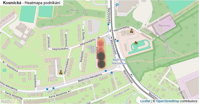 Kosmická - mapa podnikání