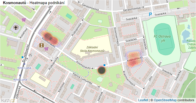 Kosmonautů - mapa podnikání