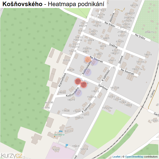 Mapa Košňovského - Firmy v ulici.