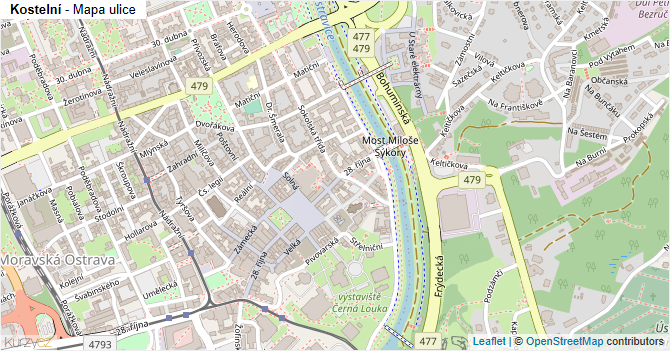 Kostelní - mapa ulice
