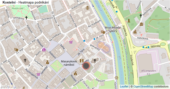 Kostelní - mapa podnikání