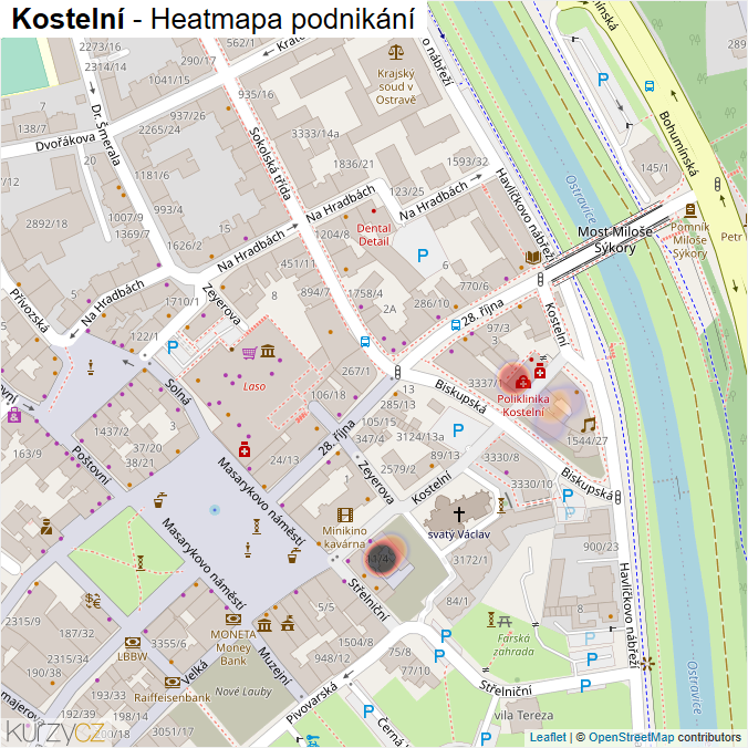 Mapa Kostelní - Firmy v ulici.