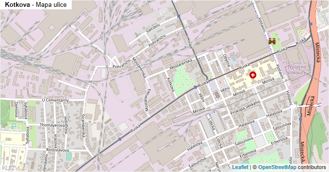 Kotkova - mapa ulice