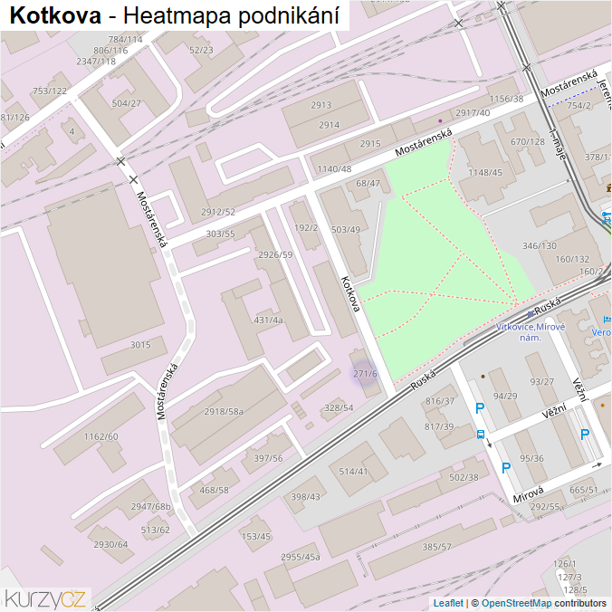 Mapa Kotkova - Firmy v ulici.