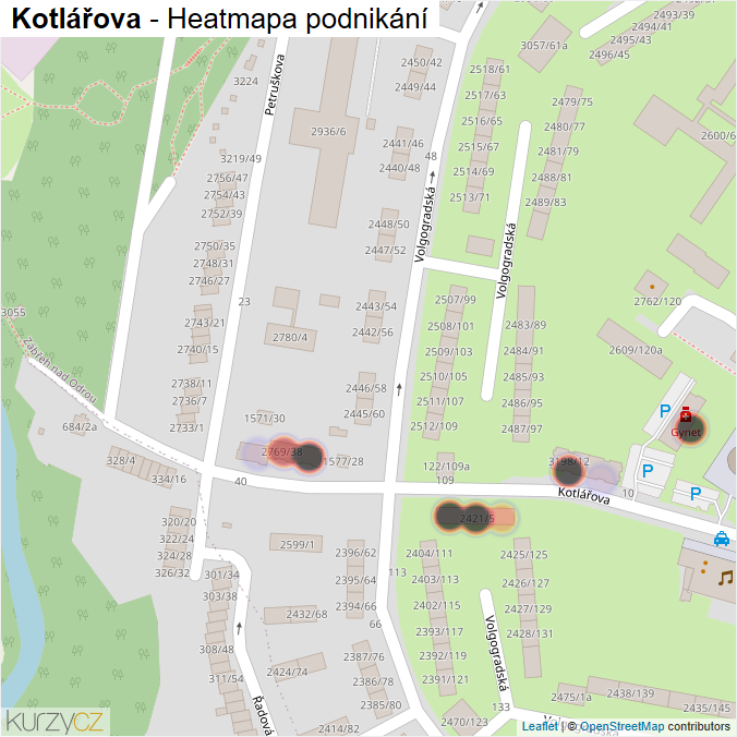 Mapa Kotlářova - Firmy v ulici.