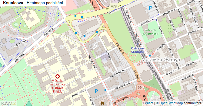 Kounicova - mapa podnikání