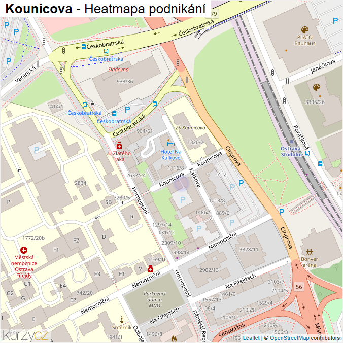 Mapa Kounicova - Firmy v ulici.