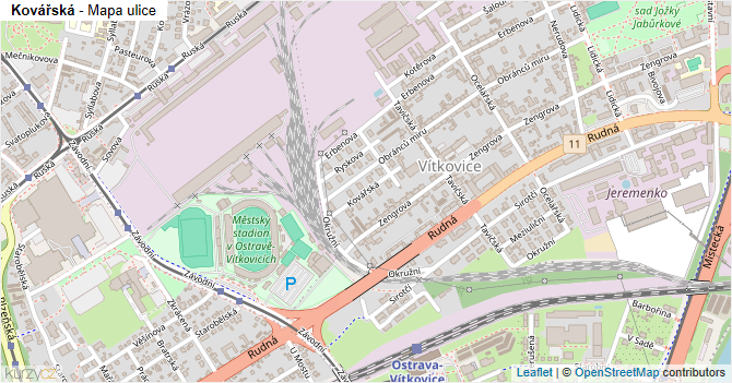 Kovářská - mapa ulice