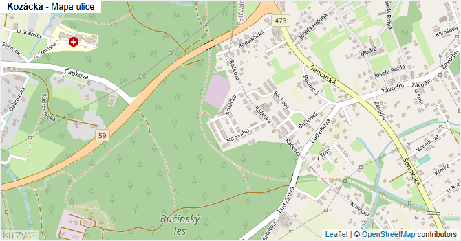 Kozácká - mapa ulice