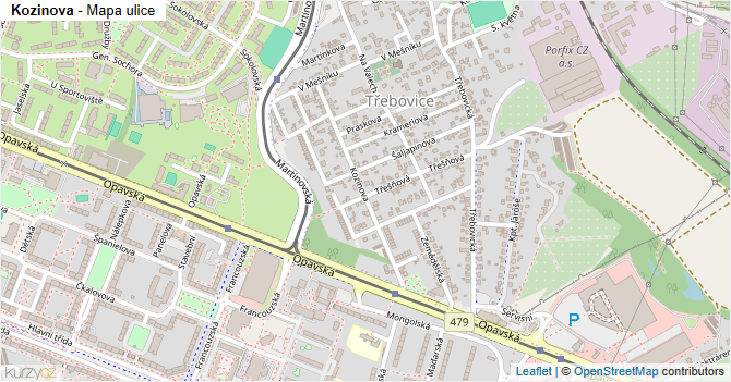 Kozinova - mapa ulice