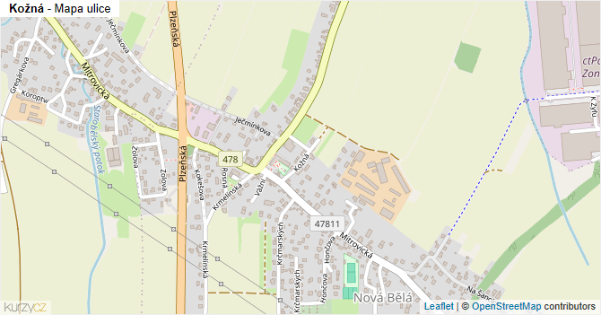 Kožná - mapa ulice