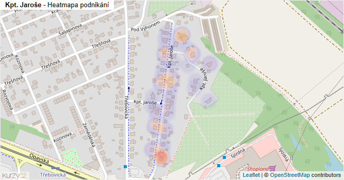 Kpt. Jaroše - mapa podnikání