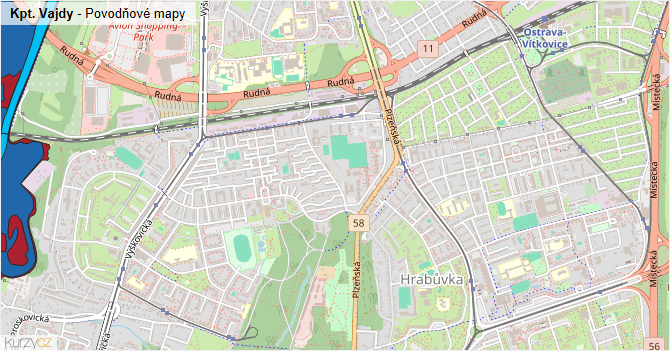 Kpt. Vajdy - záplavové mapy stoleté vody