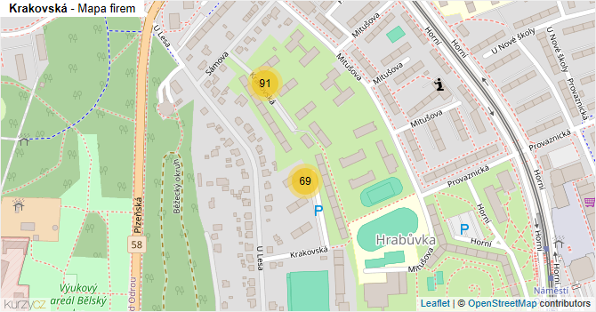 Krakovská - mapa firem