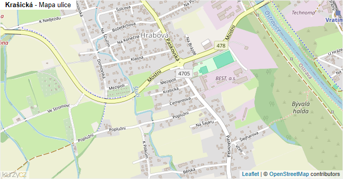 Krašická - mapa ulice
