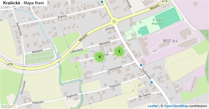 Krašická - mapa firem