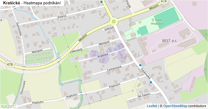 Krašická - mapa podnikání