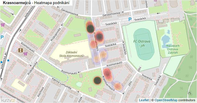 Krasnoarmejců - mapa podnikání